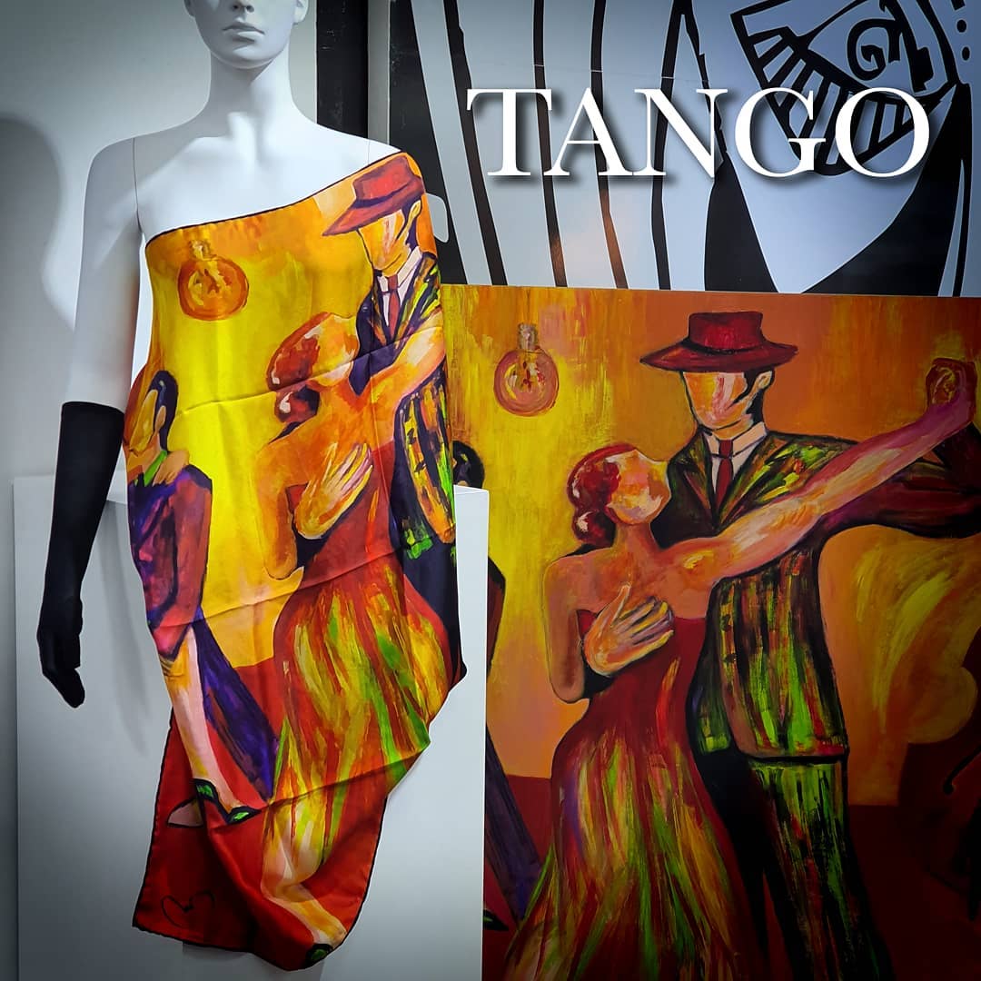 Pañuelo seda natural "Tango"